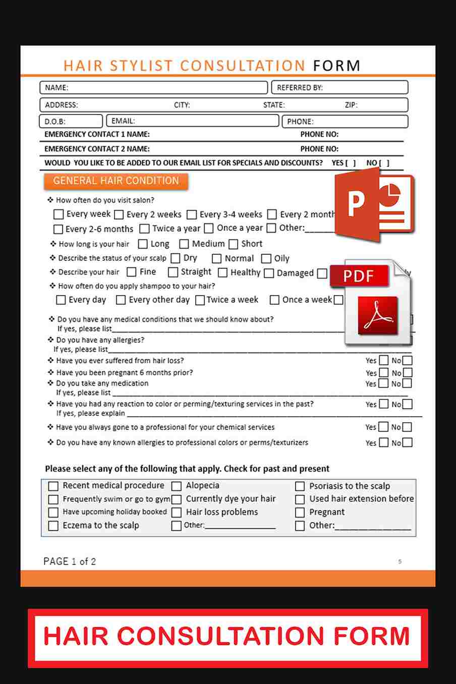 Hair Salon New Client Form Template
